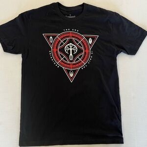 Black and Red Short Sleeve Tees with Graphic Designs